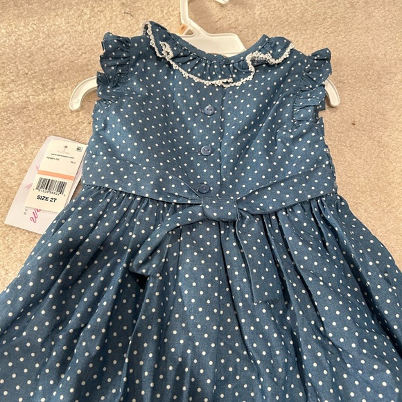 Bonnie Jean Blue White Polka Dot Dress Size 2T - Picture 5 of 5